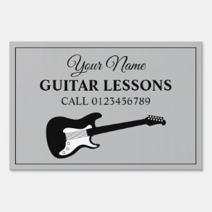 Custom guitar lessons yard sign for music teacher
