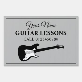 Custom Guitar Lessons Yard Sign For Music Teacher by logotees at Zazzle