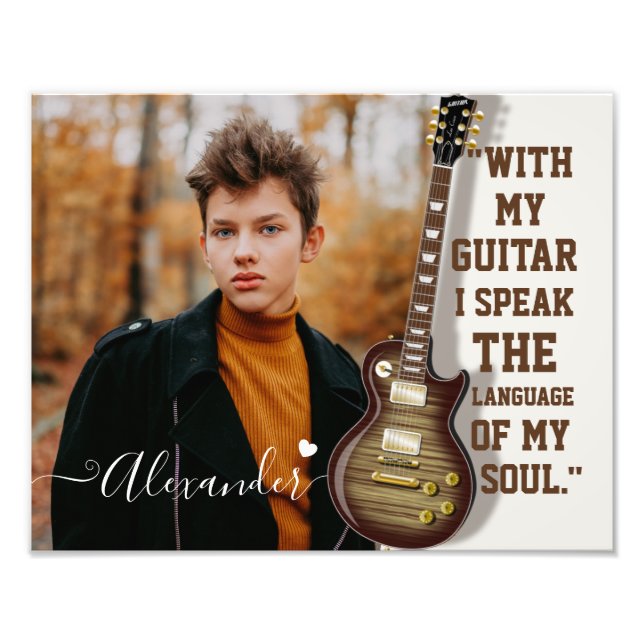Custom Guitar Lover Photo Gift with Name (Front)