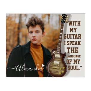 Custom Guitar Lover Photo Gift with Name Acrylic Print