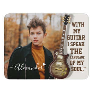 Custom Guitar Lover Photo Gift with Name Door Sign