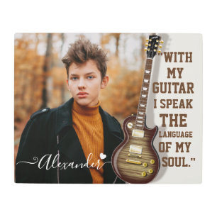 Custom Guitar Lover Photo Gift with Name Metal Print