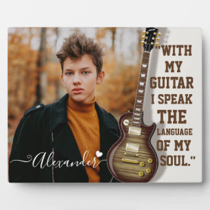 Custom Guitar Lover Photo Gift with Name Plaque