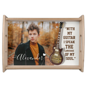 Custom Guitar Lover Photo Gift with Name Serving Tray