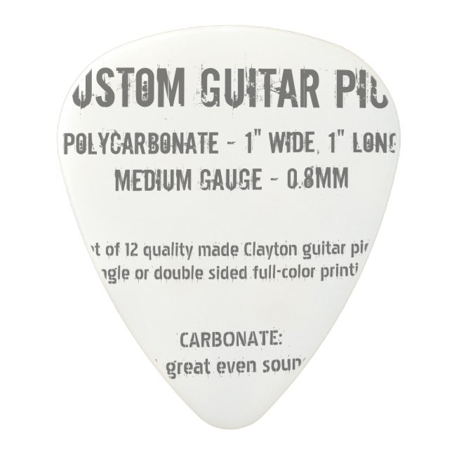 Custom Guitar Pick - Carbonate, Medium Gauge 0.8mm (Front)