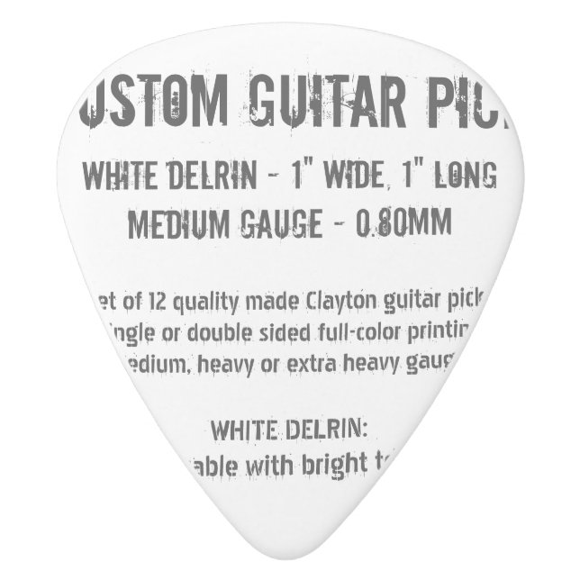 Custom Guitar Pick - Delrin, Medium Gauge 0.80mm