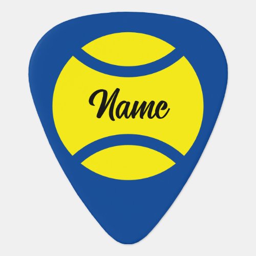 Custom guitar pick with yellow tennis ball logo