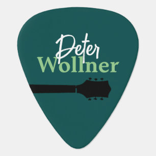 Custom Guitar Player Name on a Cool Green Pick