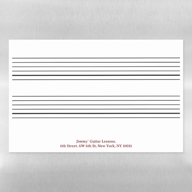 Custom Guitar Tab Magnetic Dry Erase Sheet (Horizontal)