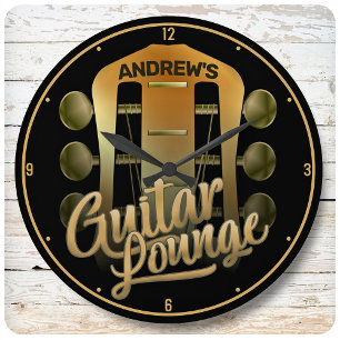 Custom Guitarist NAME Rock Music Guitar Lounge Bar Large Clock