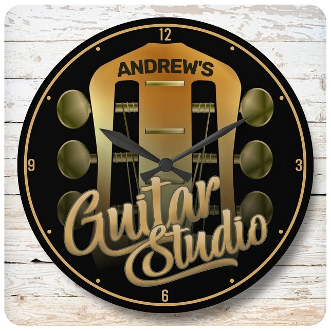 Custom Guitarist NAME Rock Music Guitar Studio Large Clock (Creator Uploaded)