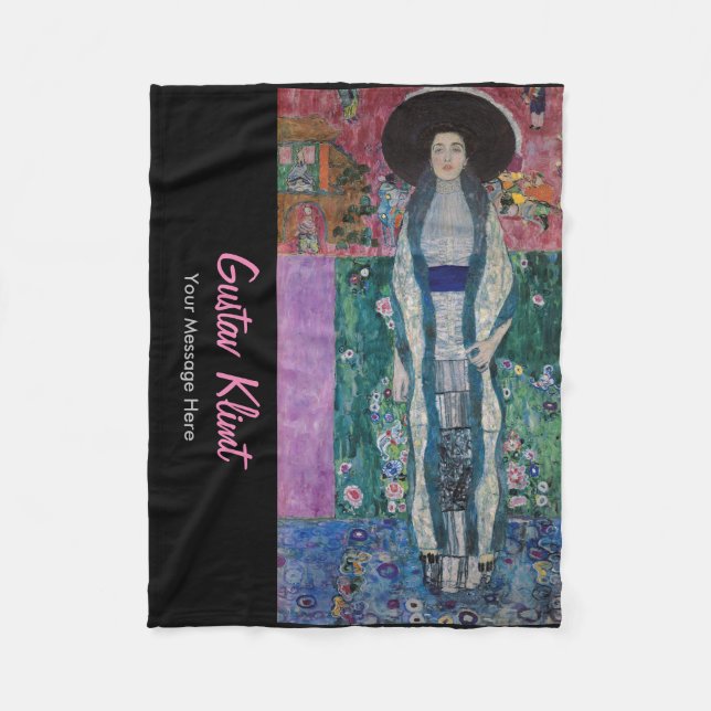 Custom Gustav Klimt Portrait Adele Bloch Bauer Fleece Blanket (Front)