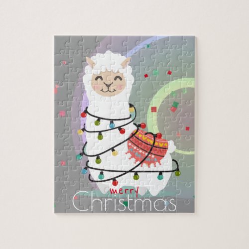 Custom Gy Cute Llama Alpaca Jigsaw Puzzle