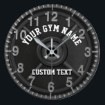 Custom Gym Clock<br><div class="desc">Custom gym clock featuring a weightlifting barbell weight. Personalize the text to make a great gift for your gym, athletic program, personal training business or more. Or, make a fun custom gift for someone. This is a great gift for athletes, trainers, coaches, sports programs and more. However, it can also...</div>