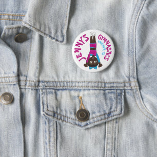 Custom Gymnastics Academy Gym Gymnast Tumbling Pinback Button