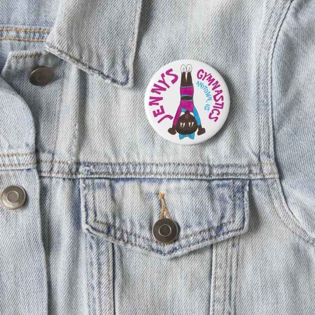 Custom Gymnastics Academy Gym Gymnast Tumbling Pinback Button (In Situ)