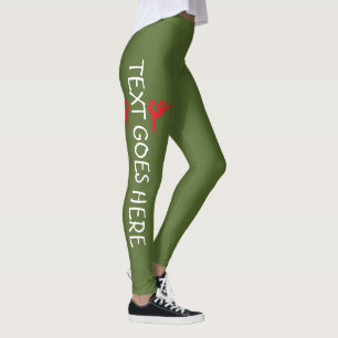 Custom Gymnastics Name Design Over Olive Green Leggings