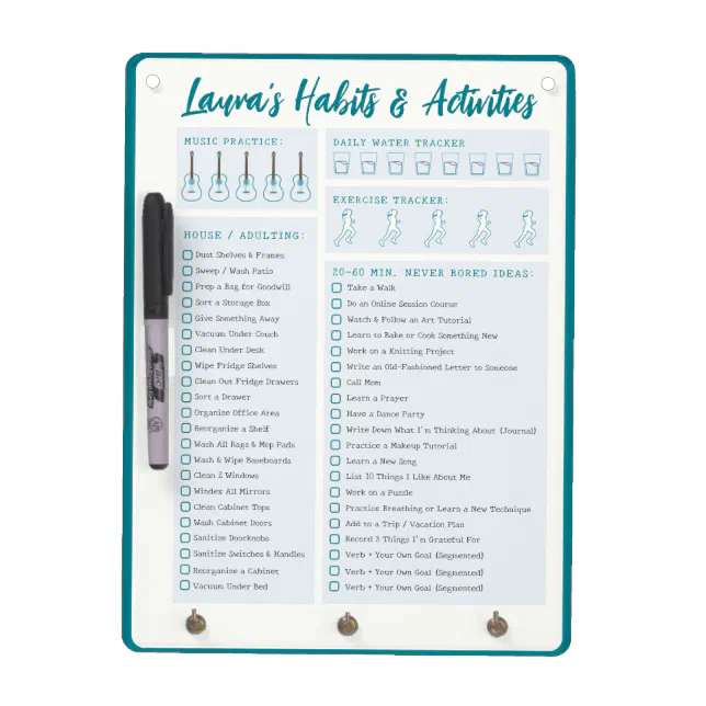 Custom Habit Tracker Activity Ideas & Goal Maker Dry Erase Board Zazzle
