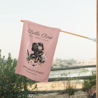 Custom Hair Beauty Nail Salon Logo Pink House Flag
