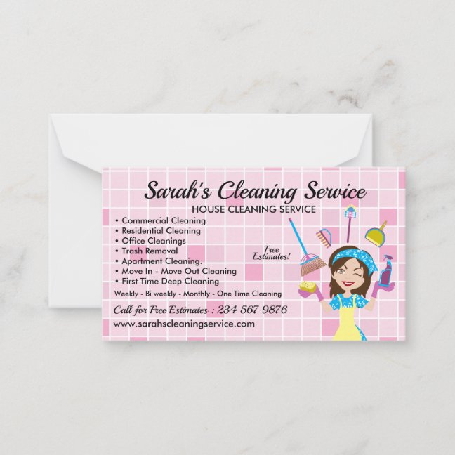 Custom Hair Color Lady House Cleaning Service Note Card
