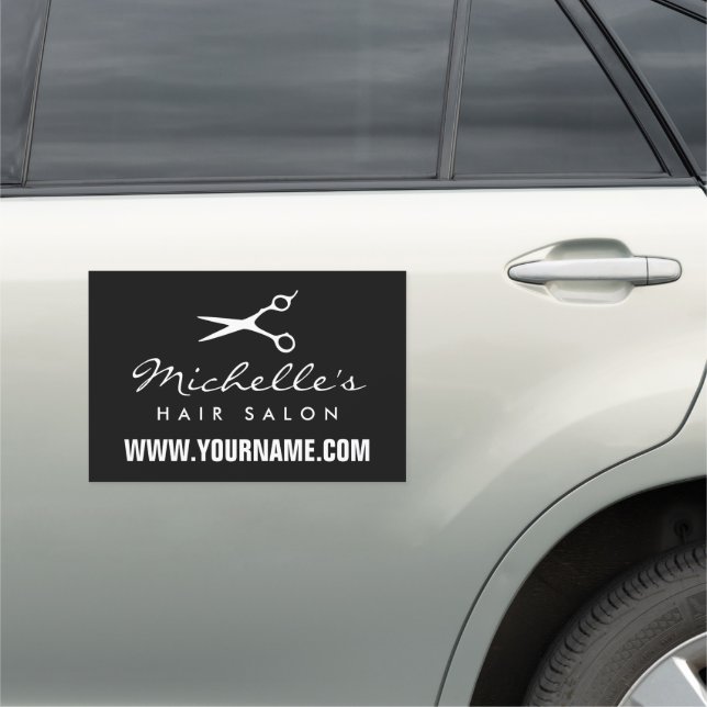 Custom hair salon advertising sign car magnets (In Situ)
