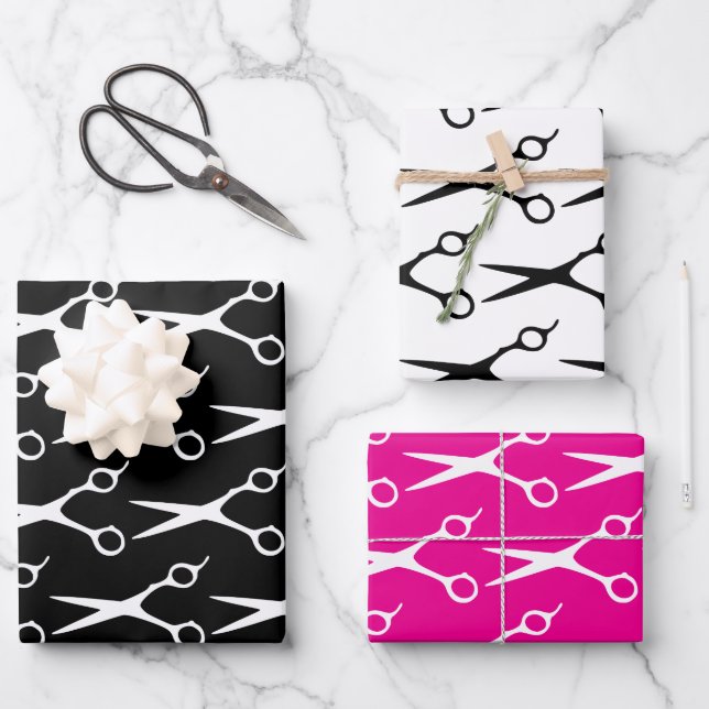 Custom hair salon and barber shop  wrapping paper sheets (Front)