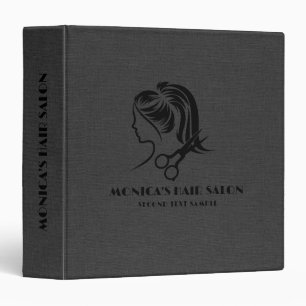 Custom Hair Salon Logo Dark Gray Linen 3 Ring Binder