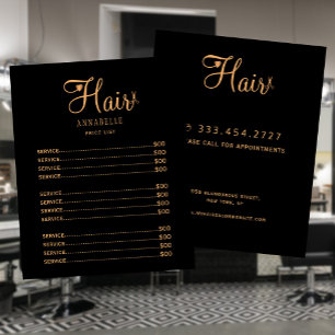 Custom hair salon logo price list  flyer
