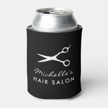 Custom Hair Salon Name Can Cooler For Hair Stylist by logotees at Zazzle