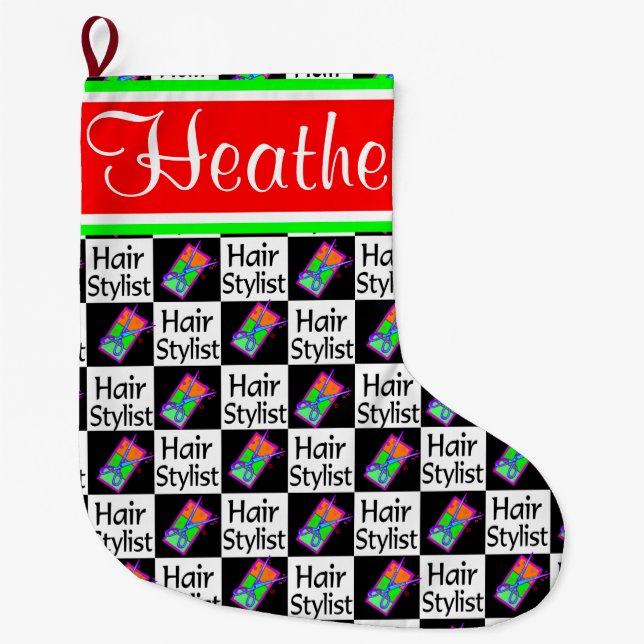 CUSTOM HAIR STYLIST CHRISTMAS STOCKING (Front)
