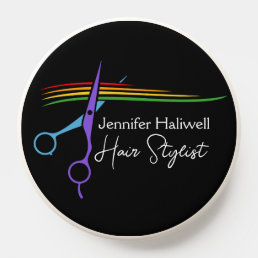 Custom Hair Stylist Rainbow Scissors Chic Salon PopSocket