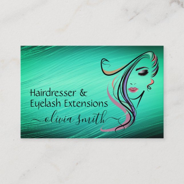 Custom Hairdresser & Eyelash Extensions Business Card (Front)