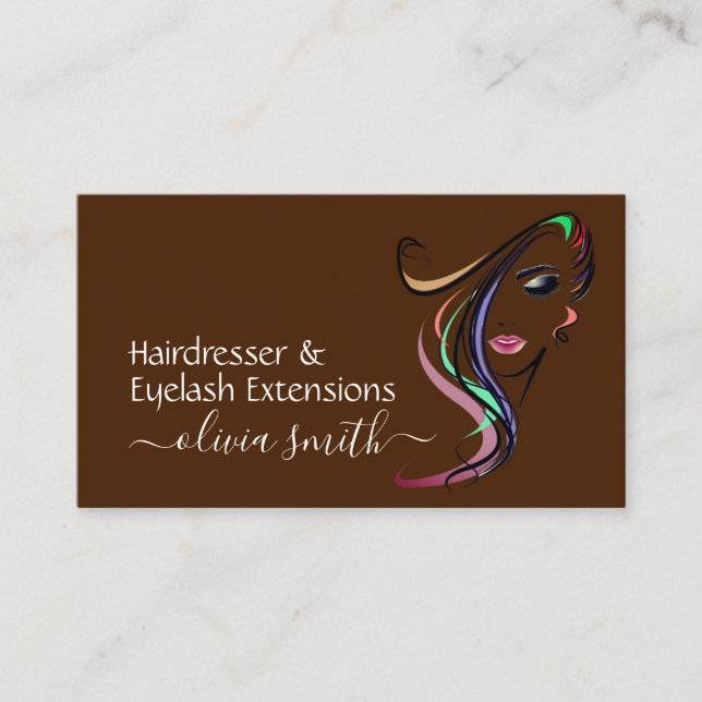 Custom Hairdresser & Eyelash Extensions Business Card (Front)