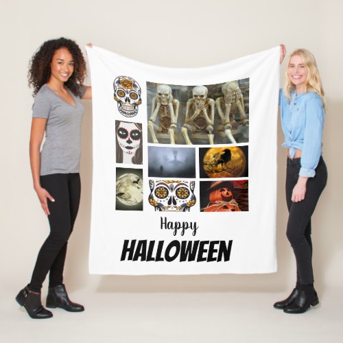 Custom Halloween 8 Photo Collage   Fleece Blanket