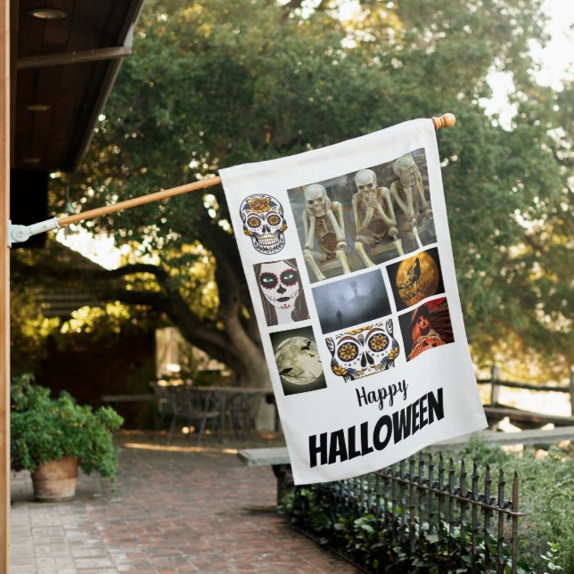 Custom Halloween 8 Photo Collage    House Flag (In SItu)
