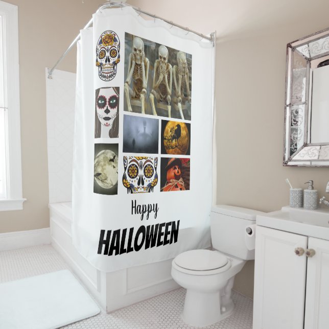 Custom Halloween 8 Photo Collage   Shower Curtain (In Situ)