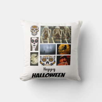 Custom Halloween 8 Photo Collage Throw Pillow