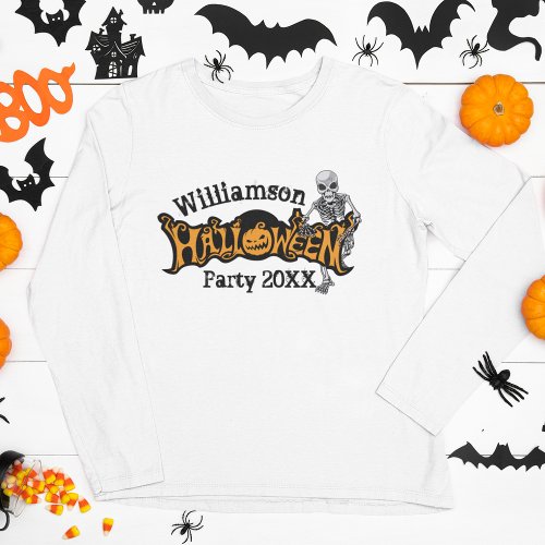 Custom Halloween Annual Party Skeleton Long Sleeve T_Shirt