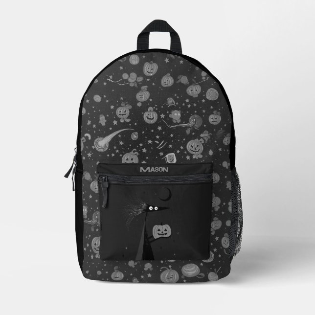 Custom Halloween Backpack with Spooky Pumpkin (Front)