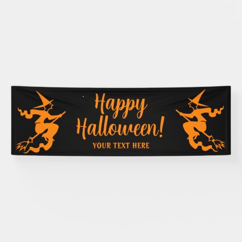 Custom Halloween banner with witches on broomstick