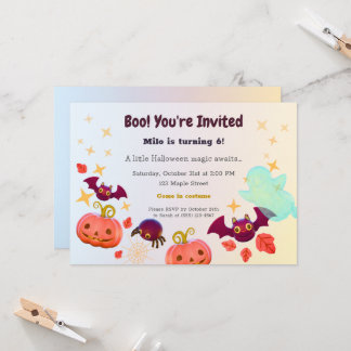 Custom Halloween Bats Pumpkins Ghost Kids Birthday Invitation