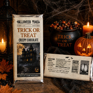 Custom Halloween Candy Wrappers, Spooky Newspaper Hershey Bar Favors