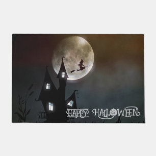 Custom Halloween Cute Spooky Whimsical Black Doormat
