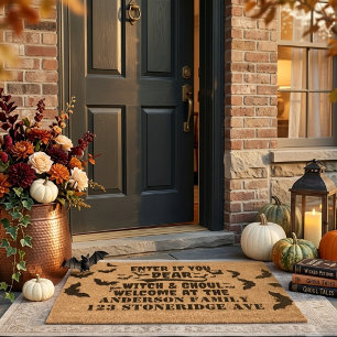 Custom Halloween Doormat, Spooky Bat Front Porch  Fiber Doormat