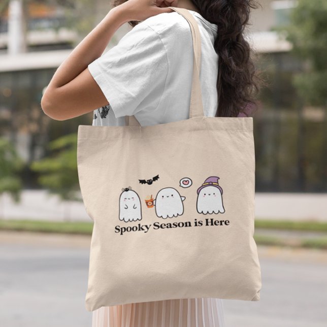 Custom Halloween Ghosts Spooky Season Trick Treat Tote Bag (Creator Uploaded)