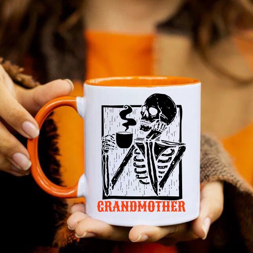 Custom Halloween Grandmother skeleton drinking  Mug
