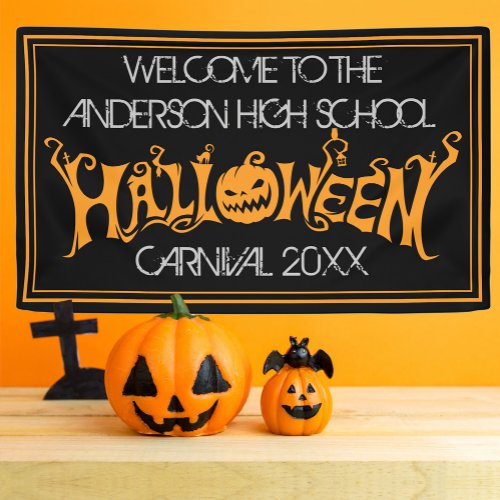 Custom Halloween Haunted House Carnival Black Banner