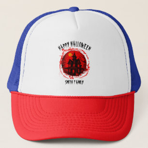 CUSTOM HALLOWEEN HAUNTED HOUSE FAMILY PARTY TRUCKER HAT