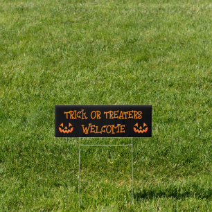 Custom Halloween Message Pumpkin Face Yard Sign