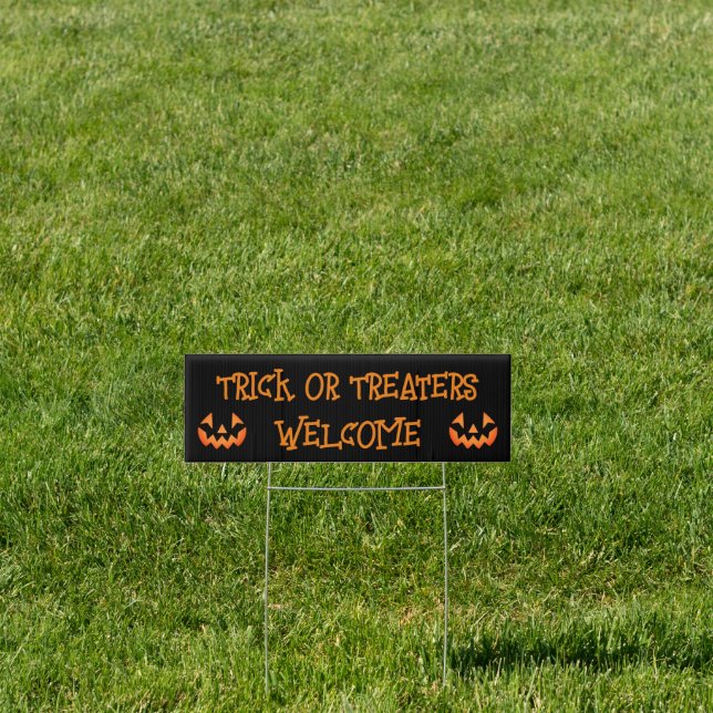 Custom Halloween Message Pumpkin Face Yard Sign (Insitu)